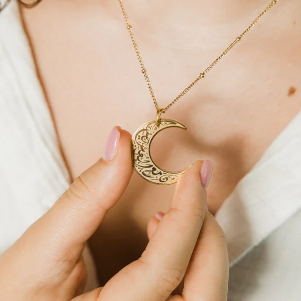 PRE-ORDER "With Hardship Comes Ease" | Crescent Necklace